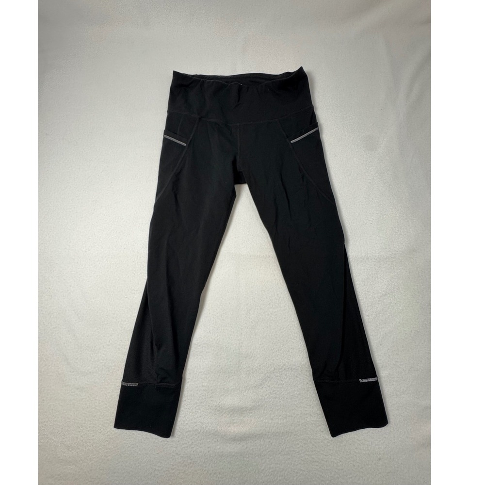 Athletic Athleta Womens S Leggings Black Pockets Reflective High Rise‎ Yoga Run
